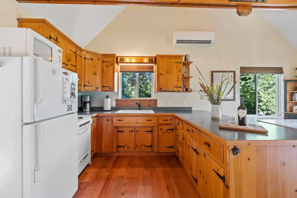 kitchen with wood cabinets