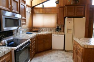 kitchen with wood cabinets