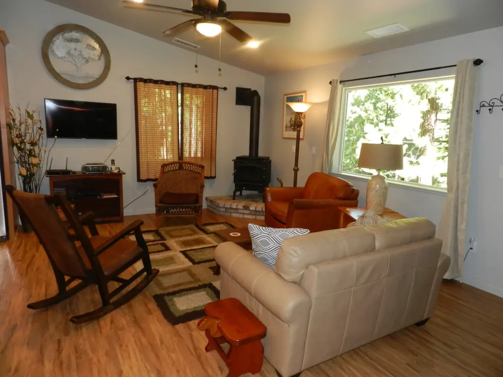 living area with fireplace and seating