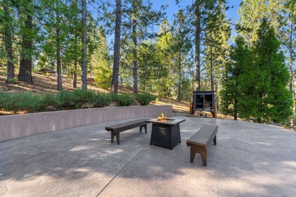 patio with fire pit and seating