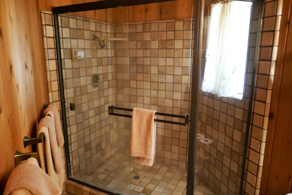 bathroom with walk in shower