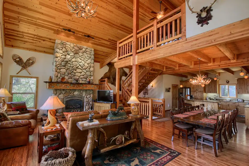 living area with view of fireplace