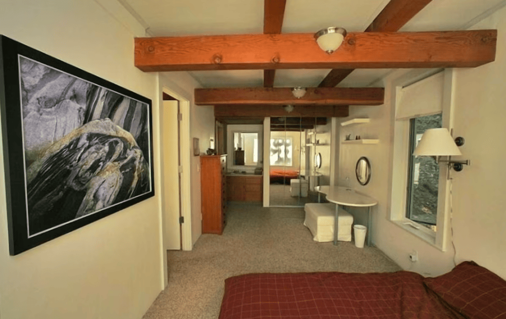 main bedroom with beams