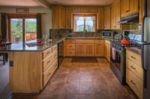 kitchen with wood cabinets