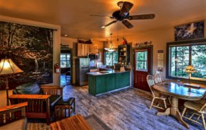 living area and kitchen