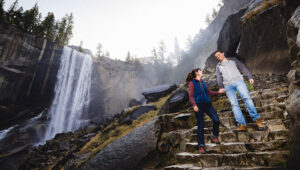 Couple walking the trail near Vernal Fall