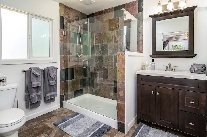 bathroom with walk in shower