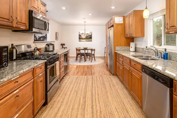 wood galley kitchen