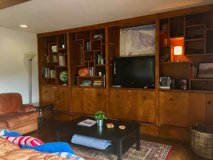 living room with media unit