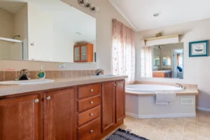 bathroom with soaking tub