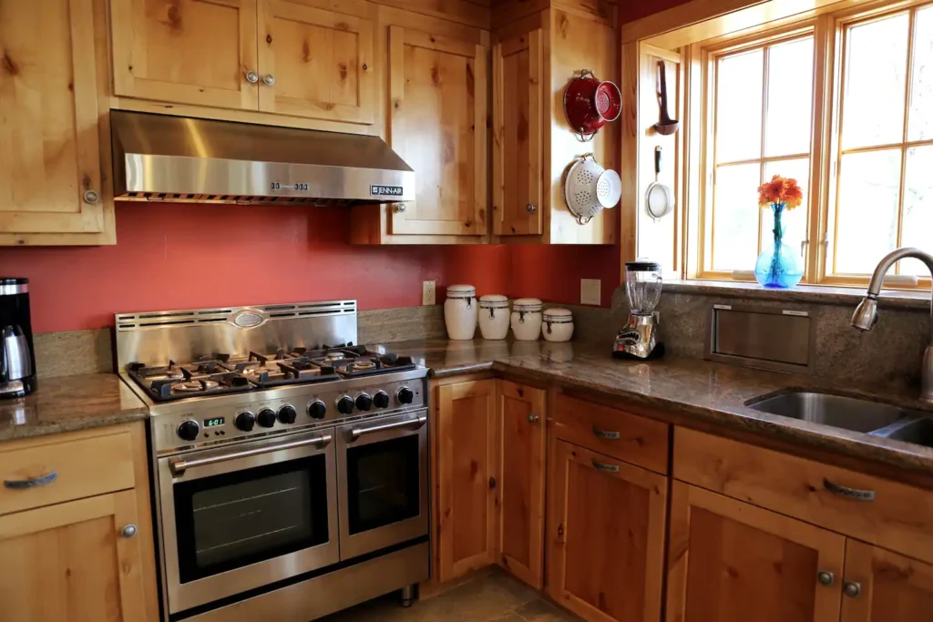 kitchen with wood cabinets