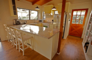 kitchen with beamed ceilings