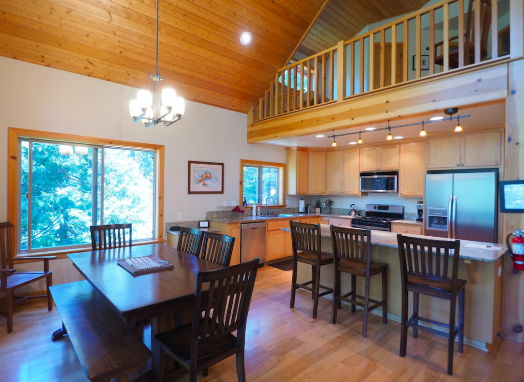 dining area and fully equipped kitchen