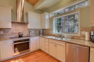 kitchen with white cabinets