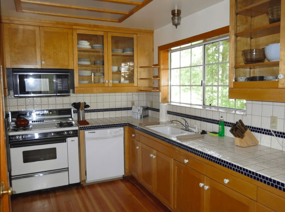kitchen with wooden cabinets