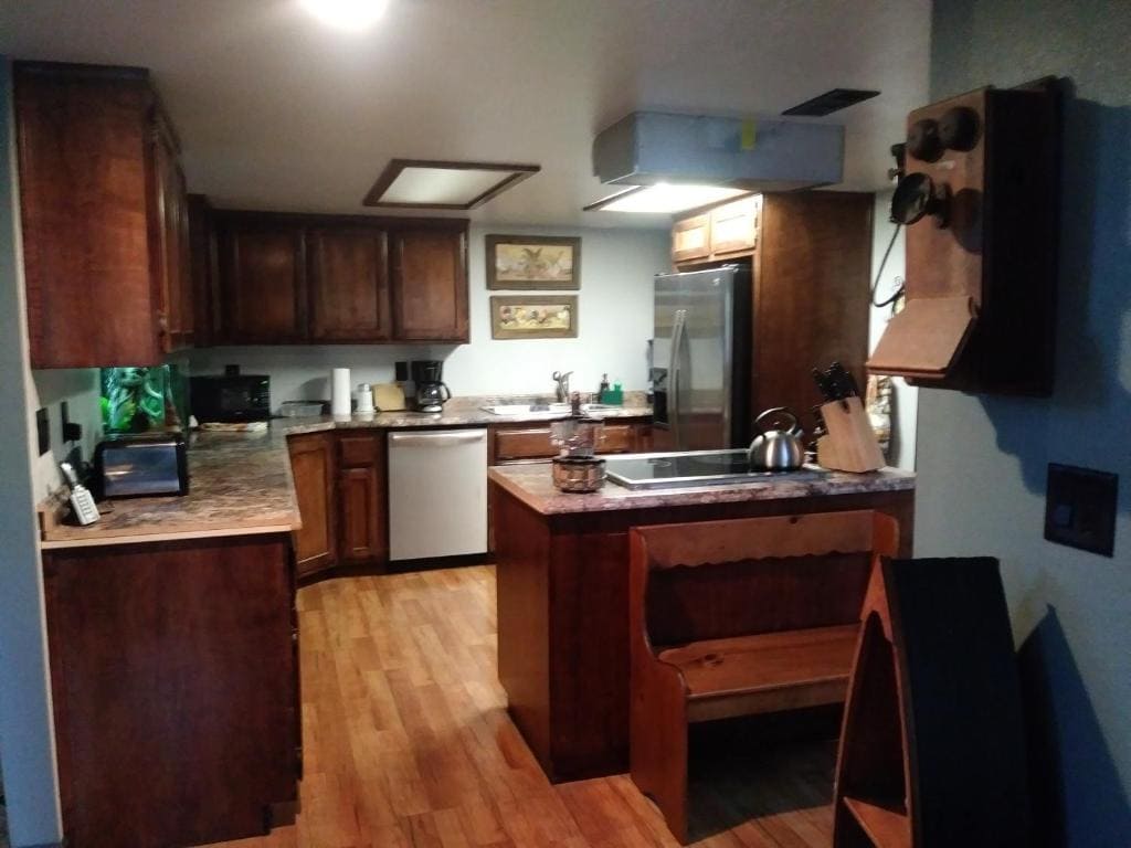 kitchen with wood cabinets