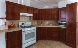 kitchen with wood cabinets