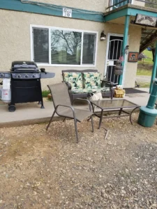 patio with grill and outdoor seating