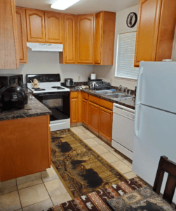 kitchen with wood cabinets