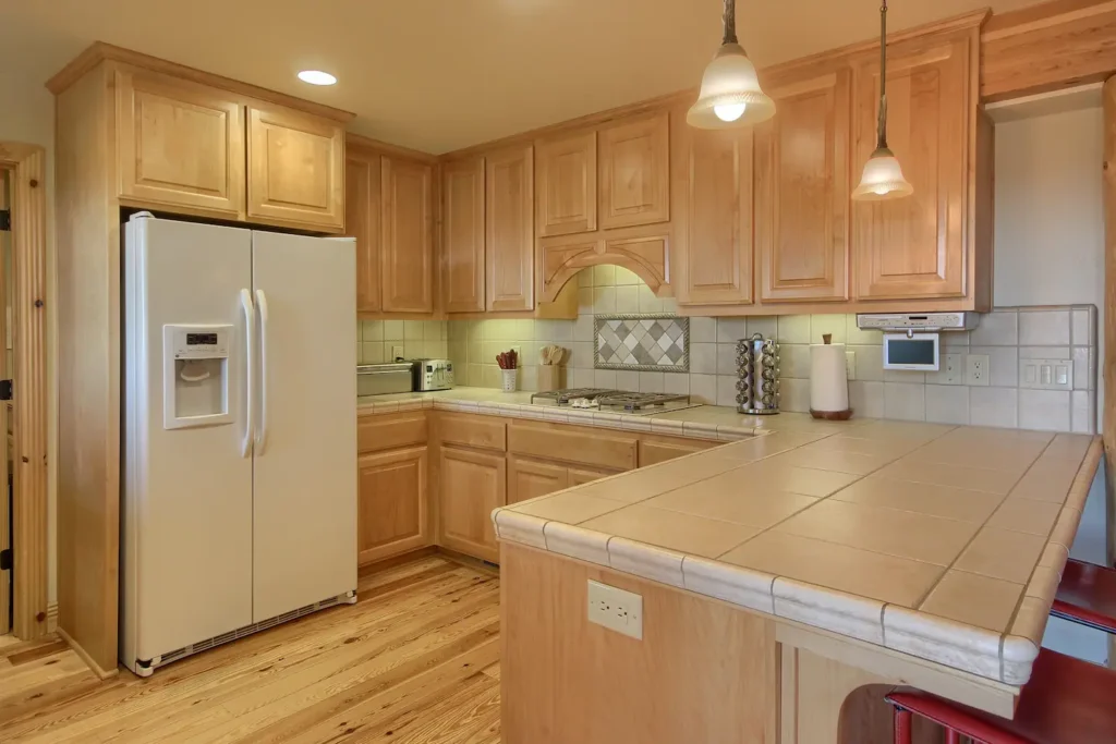 kitchen with wood cabinets