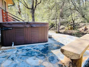 patio with hot tub