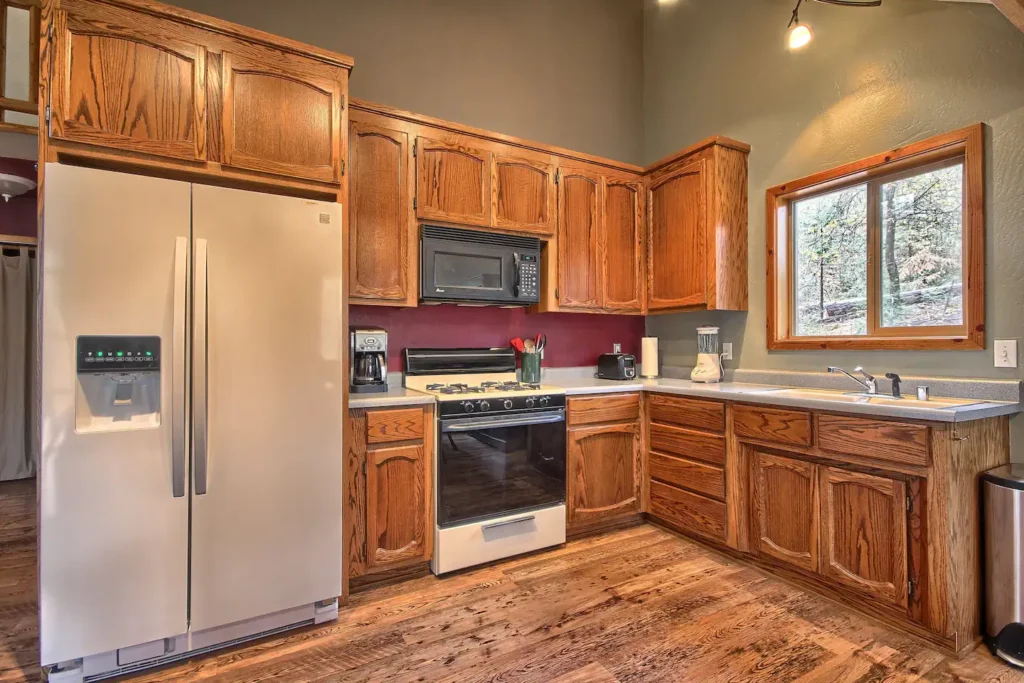 kitchen with wood cabinets