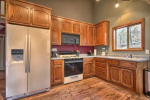 kitchen with wood cabinets