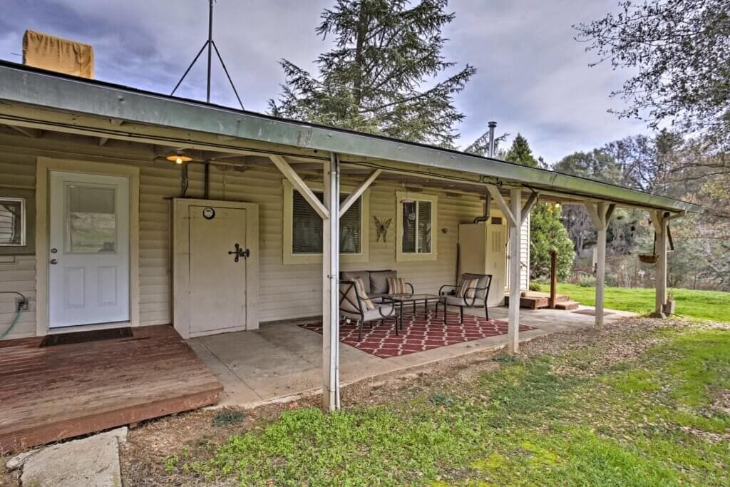 exterior of the house with outdoor seating