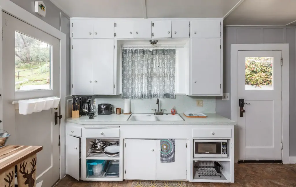 kitchen sink and cupboards