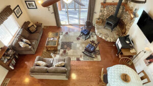 view of living room from loft