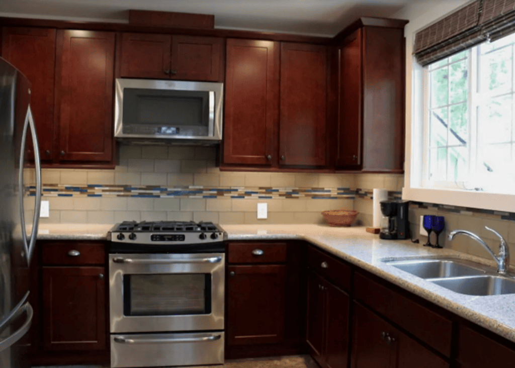 kitchen with wood cabinets