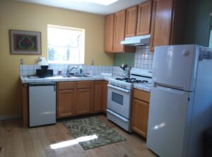 kitchen with wood cabinets