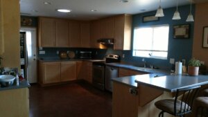 kitchen with wood cabinets