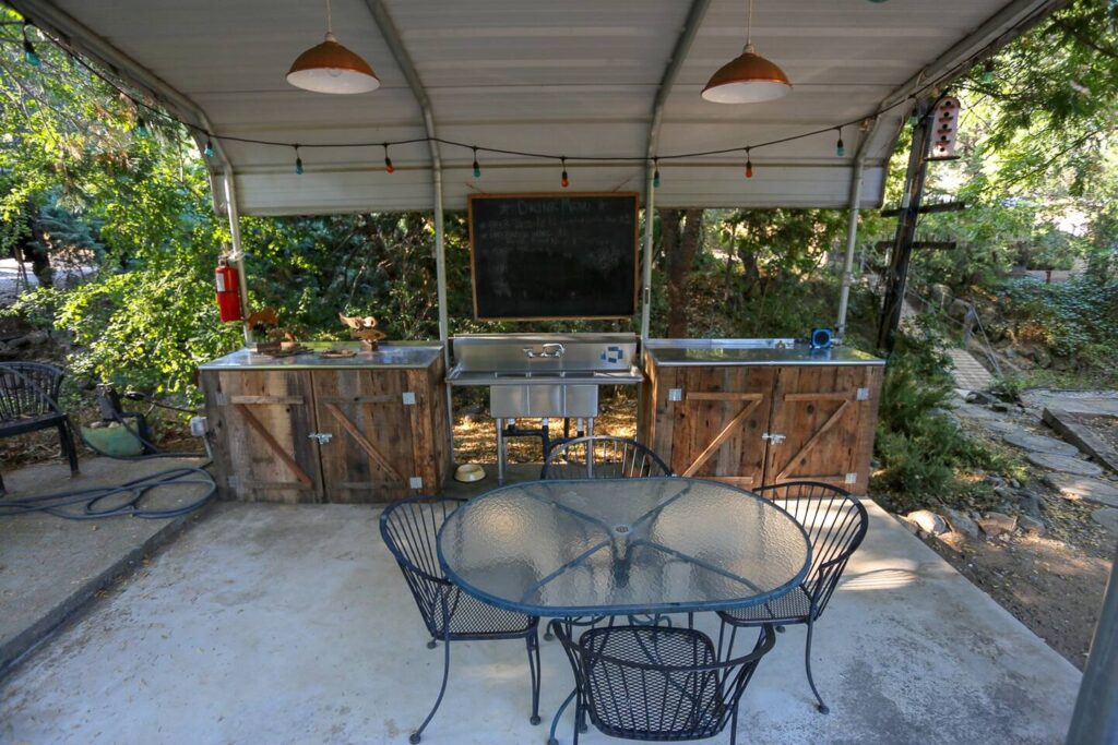 poolside bar with seating