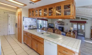 kitchen with wood cabinets