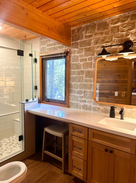 bathroom with walk in shower