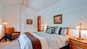 bedroom with high ceilings