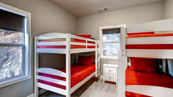 bedroom with four bunk beds