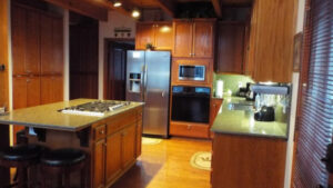 kitchen with wood cabinets