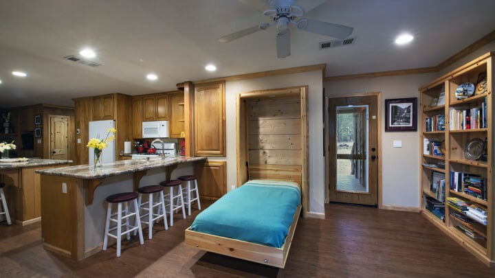 Murphy bed next to kitchen