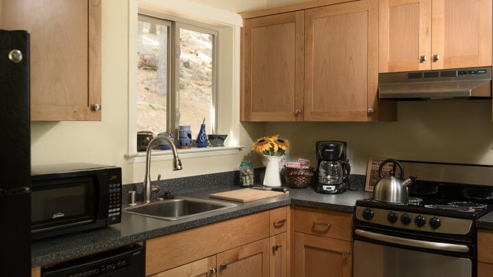 kitchen with wood cabinets