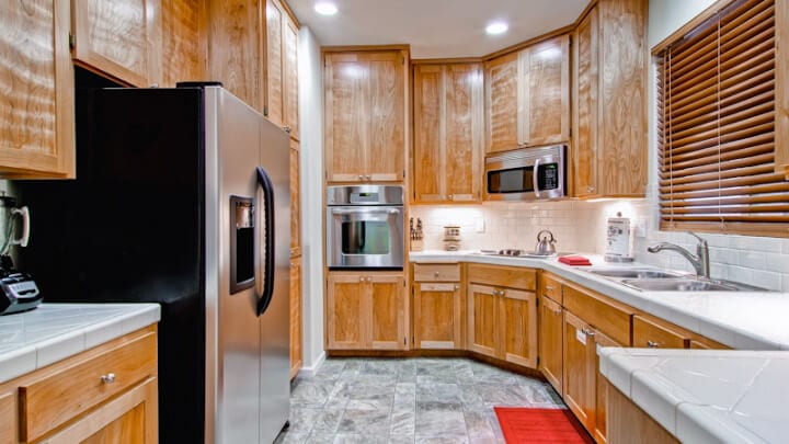 kitchen with wood cabinets