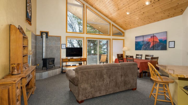 living room with tall ceilings