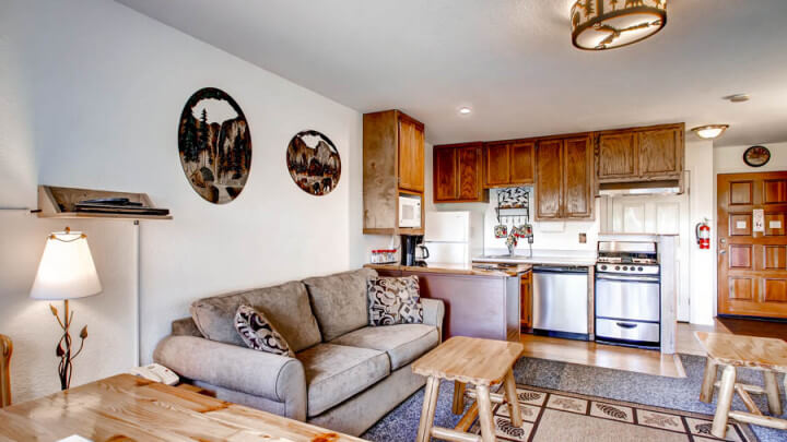 living area connected to kitchen