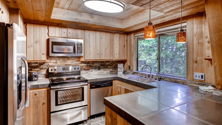 kitchen with wood cabinets