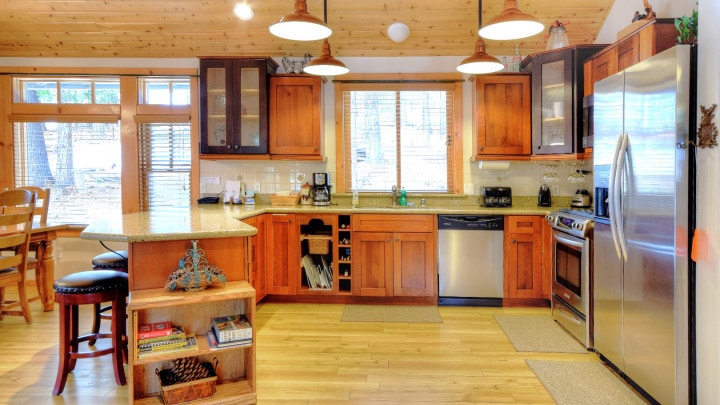 kitchen with wood cabinets