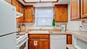 kitchen with wood cabinets