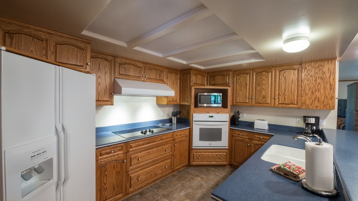 kitchen with wood cabinets