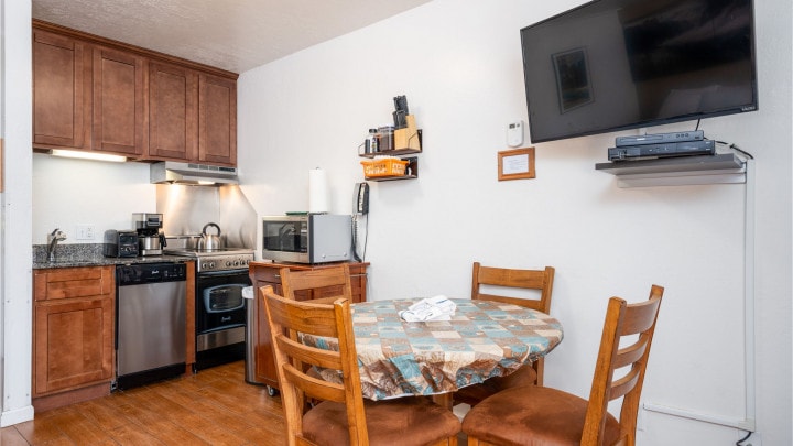 dining area with television