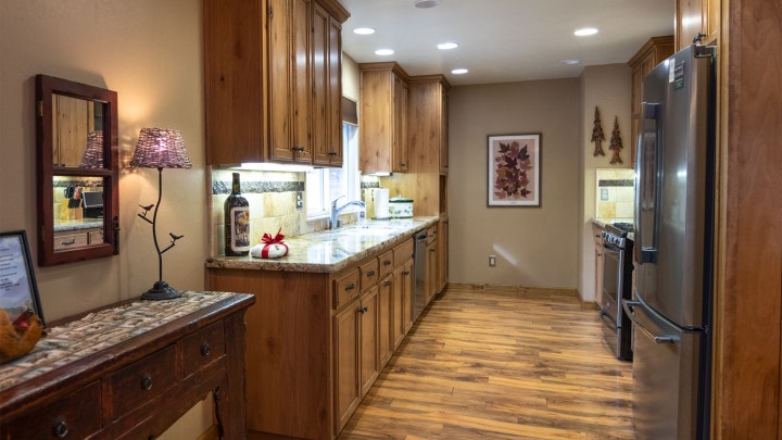 kitchen with wood cabinets